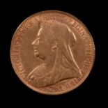 A Gold Full Sovereign coin, Victoria Veiled Head 1900.