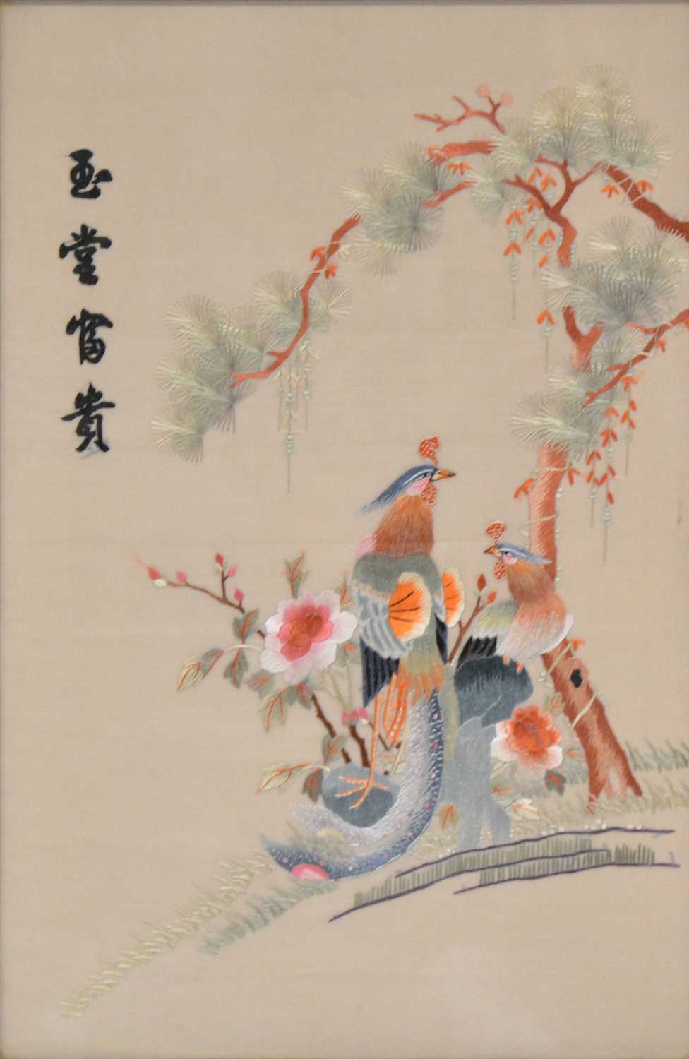 Quantity of Chinese silk panels, etc., - Image 3 of 8