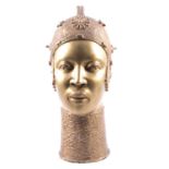 African Benin style bronze bust,