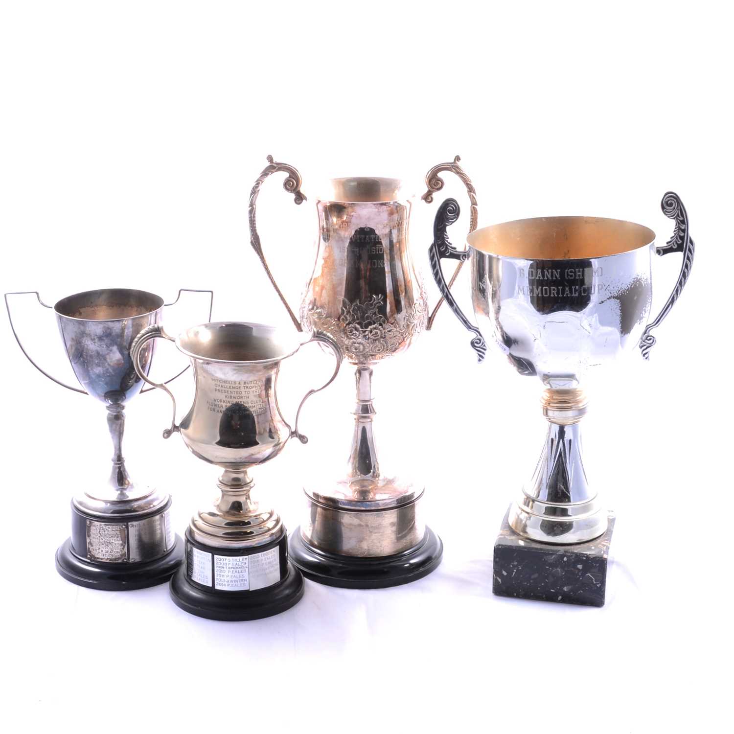 A large quantity of silver-plated trophies and shields,