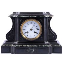 French Belge Noir mantel clock, eight-day movement