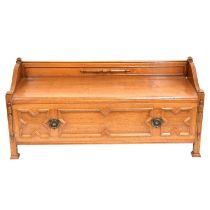 Golden oak low back bench,