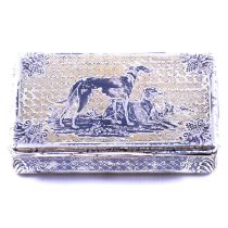 French 19th century white metal and niello snuff box.