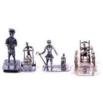 Five Continental and Chinese silver cast figural groups