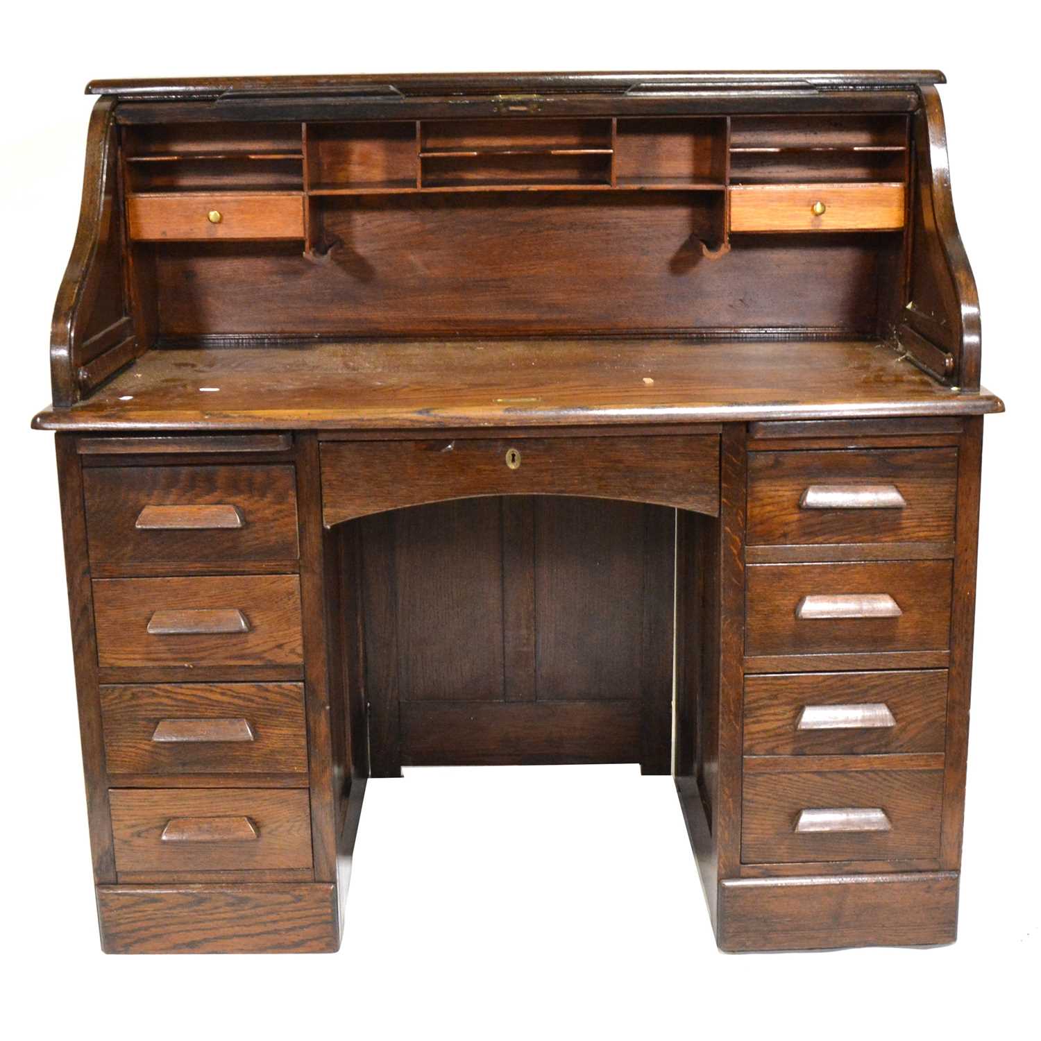 American oak roll-top desk,
