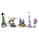 Five decorative china figurines