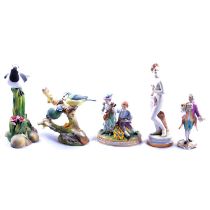 Five decorative china figurines