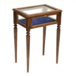 Victorian walnut trumpet work table and a small display table,