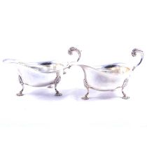 Pair of silver sauce boats, Wakeley & Wheeler, London 1925.