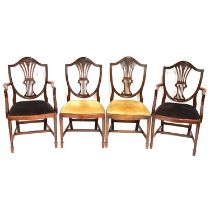 Set of eight Georgian style mahogany dining chairs,