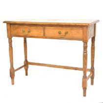 Oak two drawer side table,