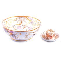 Minton (First Period) porcelain cup and saucer, and matching rose bowl