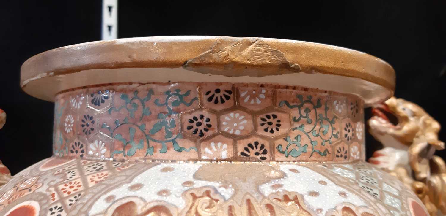 Large Satsuma pottery Koro and cover - Image 10 of 13