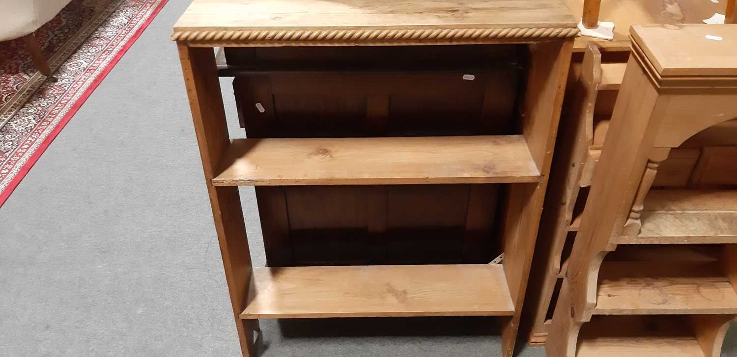 Four sets of pine pine open shelves. - Image 7 of 10