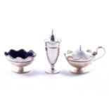 Silver three piece condiment set,