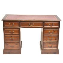 Edwardian style pine twin pedestal desk,