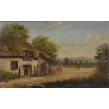 G Cook, Landscapes with cottages, a pair, and another oil painting,