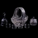 Various crystal glass table bells, basket, commemorative glasses, etc