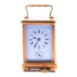 French brass cased carriage clock, with strike