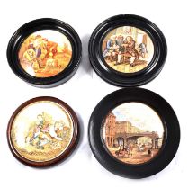 Small collection of framed Prattwate pot lids,