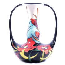 Nicola Slaney for Moocroft, a twin handled vase in the Satin Flower design.