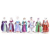 Set of seven Sitzendorf porcelain figures, King Henry VIII and his six wives,