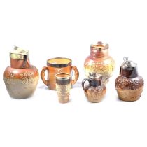 Stoneware jug, perhaps Fulham, other stone ware jugs etc.,