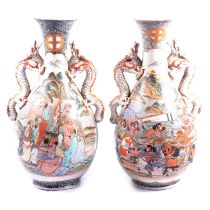 Pair of Japanese Satsuma pear-shape vases