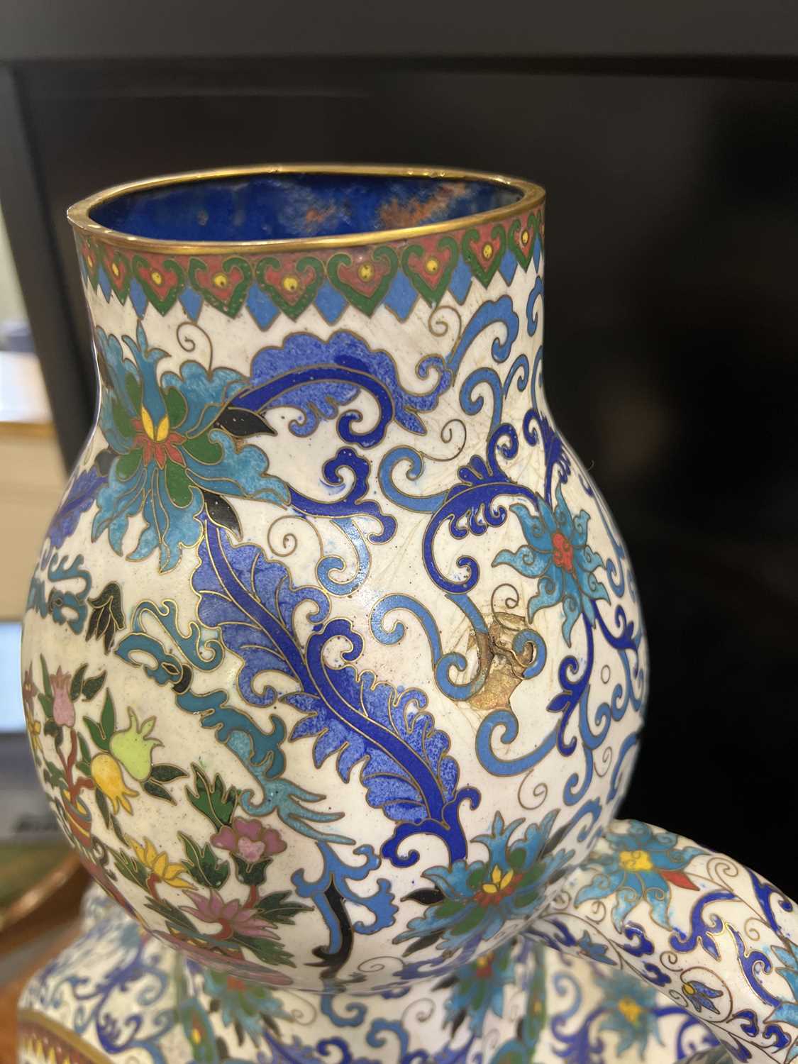 Chinese cloisonne moon flask, - Image 3 of 10