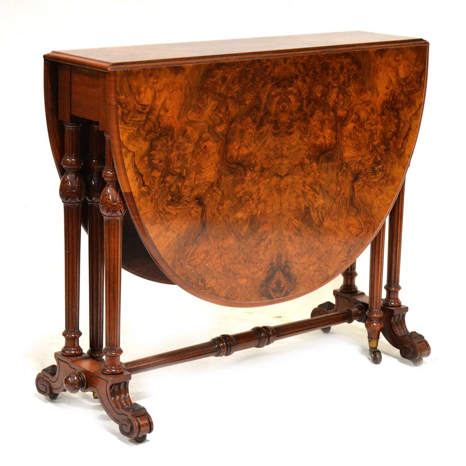 Victorian figured walnut Sutherland table,