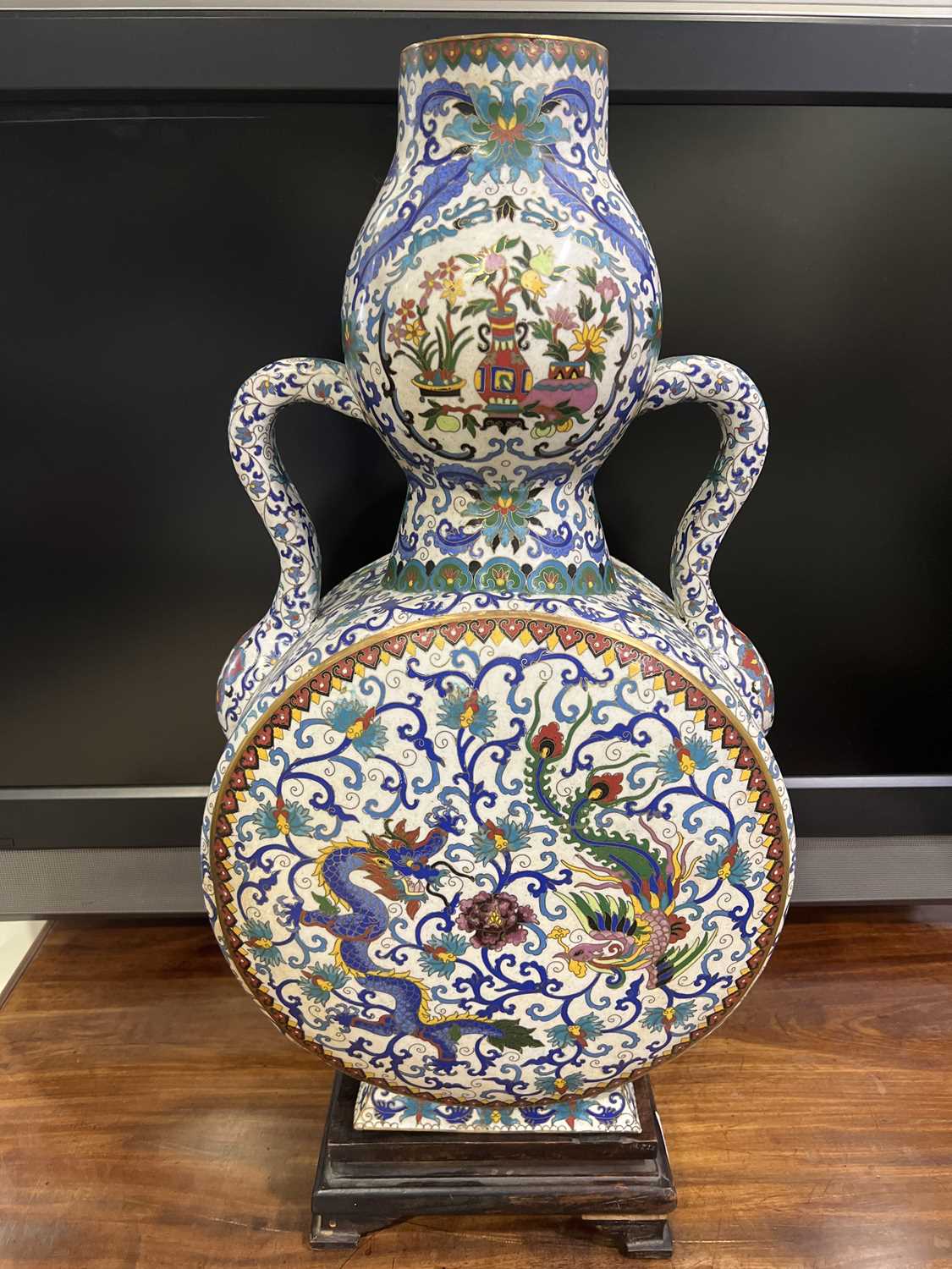 Chinese cloisonne moon flask, - Image 4 of 10