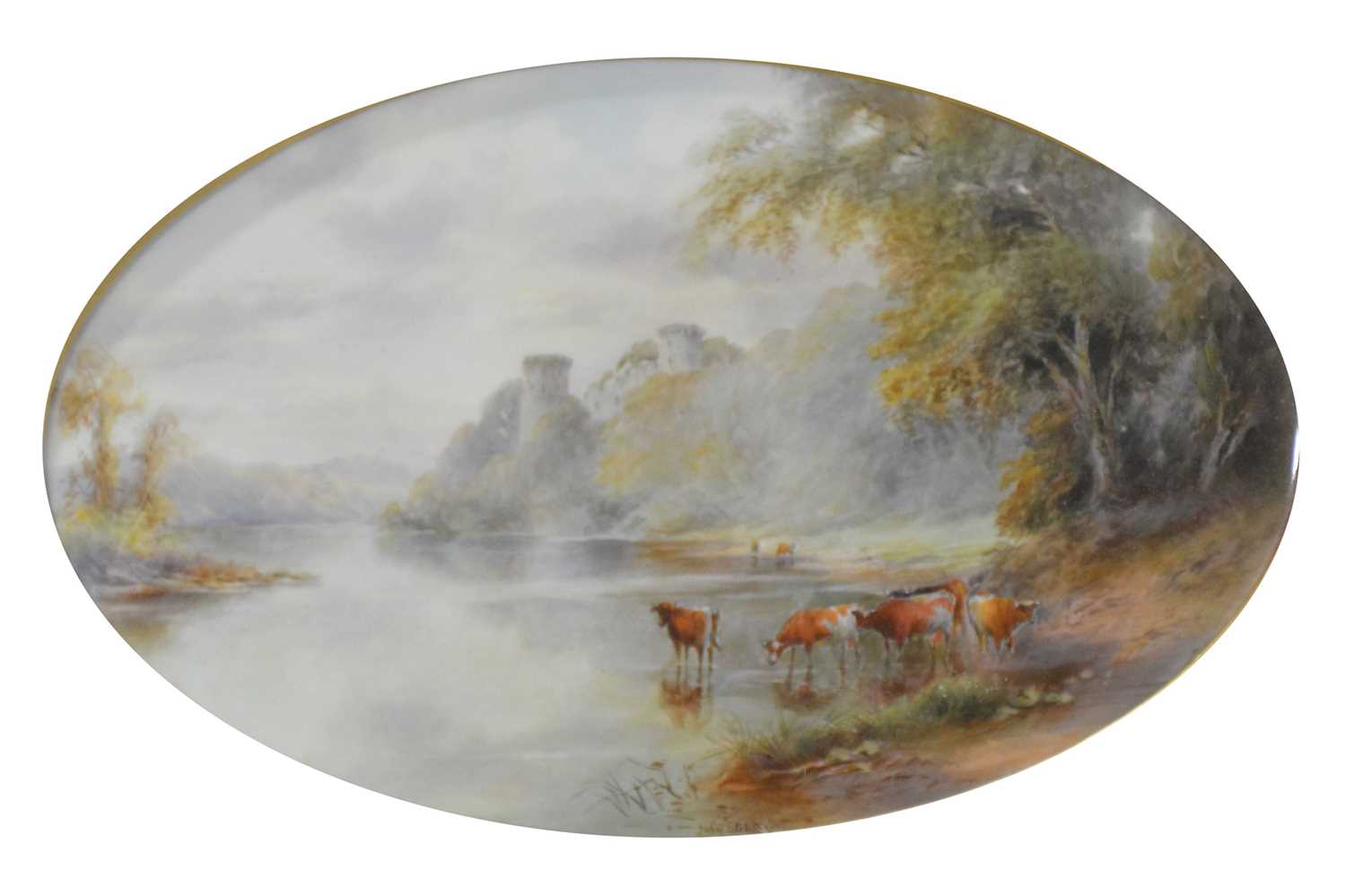 Pair of Royal Worcester porcelain oval plaques, - Image 2 of 6