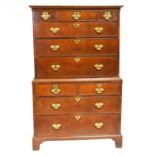 George III oak chest on chest,
