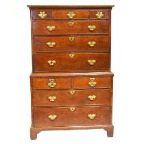 George III oak chest on chest,