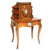 Louis XV style tulip wood and rosewood ‘bonheur du jour’ writing table,