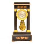 French rosewood and marquetry portico clock,
