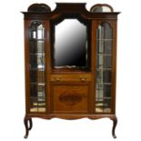 Victorian inlaid mahogany china cabinet,