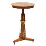 An unusual Victorian walnut pedestal table, of military interest,