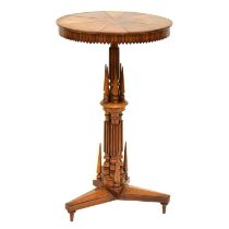 An unusual Victorian walnut pedestal table, of military interest,