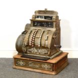 An American brass 'National' cash register,