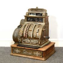 An American brass 'National' cash register,