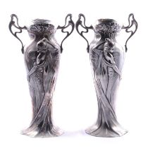 Large pair of Art Nouveau figural pewter vases by WMF