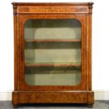 Victorian inlaid burr walnut vitrine,