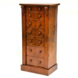 Victorian burr walnut Wellington chest,