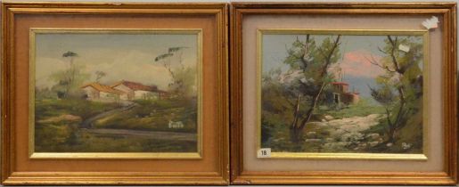 Antonio Ponticelli, Landscapes with buildings, a pair,