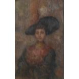 R Rossi, Figure in a broad-brimmed hat,