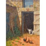 § Edward Hersey, Donkey and chickens in a yard,