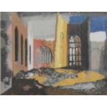 § John Piper, Coventry Cathedral 1940, silk panel,