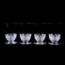 Rene Lalique, four ' Pouilly' design Madeira glasses, designed 1931