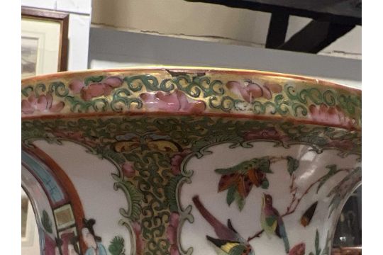 Large Cantonese porcelain famille rose vase, - Image 9 of 11